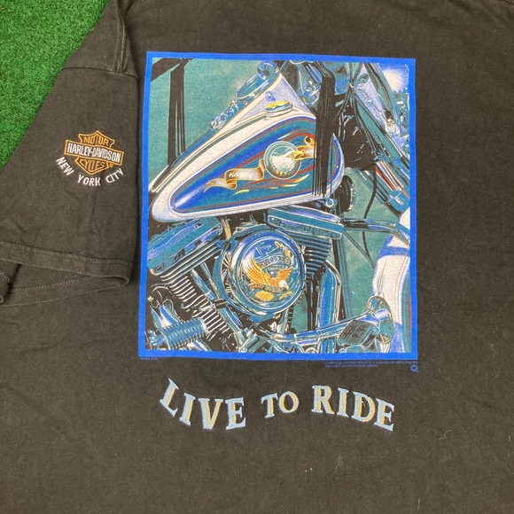Vintage Harley Davidson Shirt Mens XL Black 1998 New York City Live To Ride 90s - Picture 7 of 14